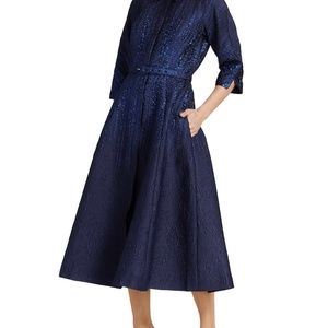 WITH TAG Teri Jon by Rickie Freeman Textured Metallic Belted Shirtdress